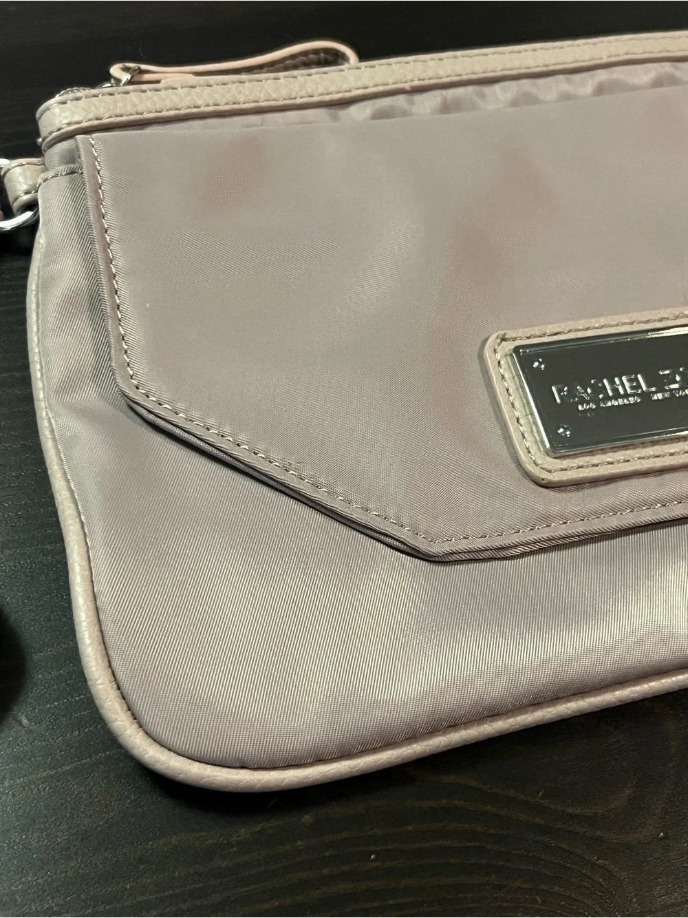 Rachel Zoe Light Lavender Taupe Nylon Wristlet Clutch